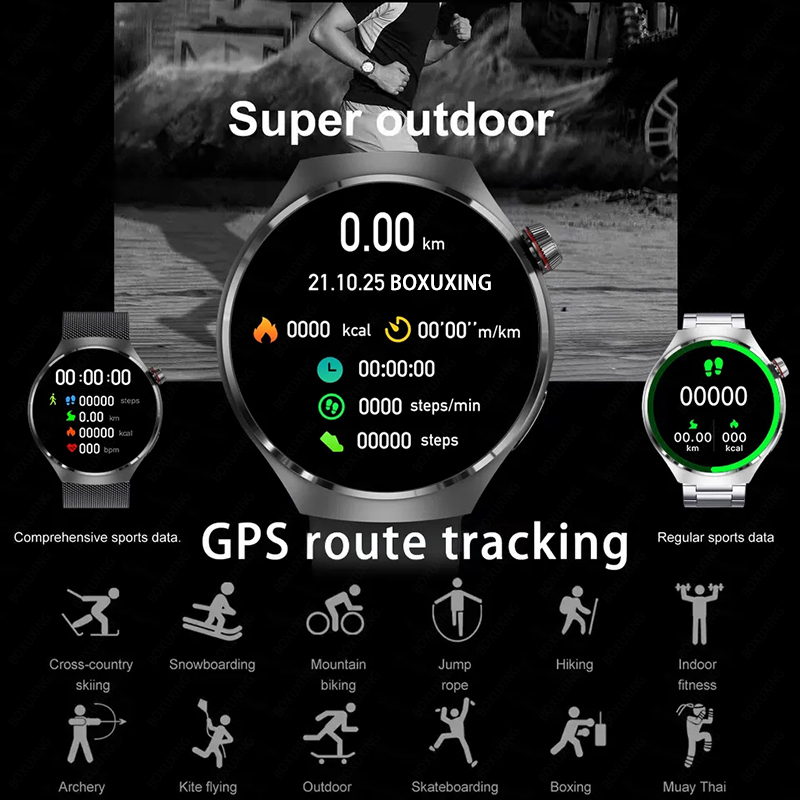 2025 New Watch 4 Pro GPS NFC Smart Watch Men 360*360 AMOLED Screen Heart Rate Bluetooth Call Waterproof Sports Man Smartwatch