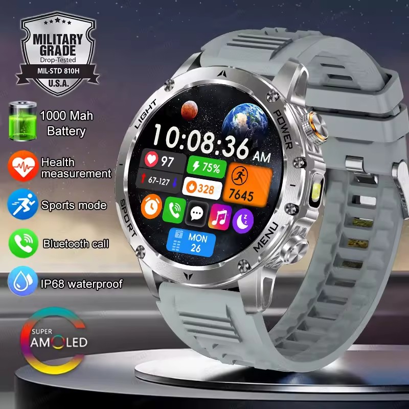 T-Rex 3 Military Grade 1000mAh Battery Smart Watch IP68 Waterproof GPS Bluetooth call AMOLED HD Men Sports 2025 New Smartwatch