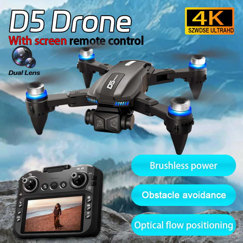 NEW D5 Drone Professional 4K HD Dual Camera Obstacle Avoidance FPV Brushless WIFI optical flow positioning RC Quadcopter Toys