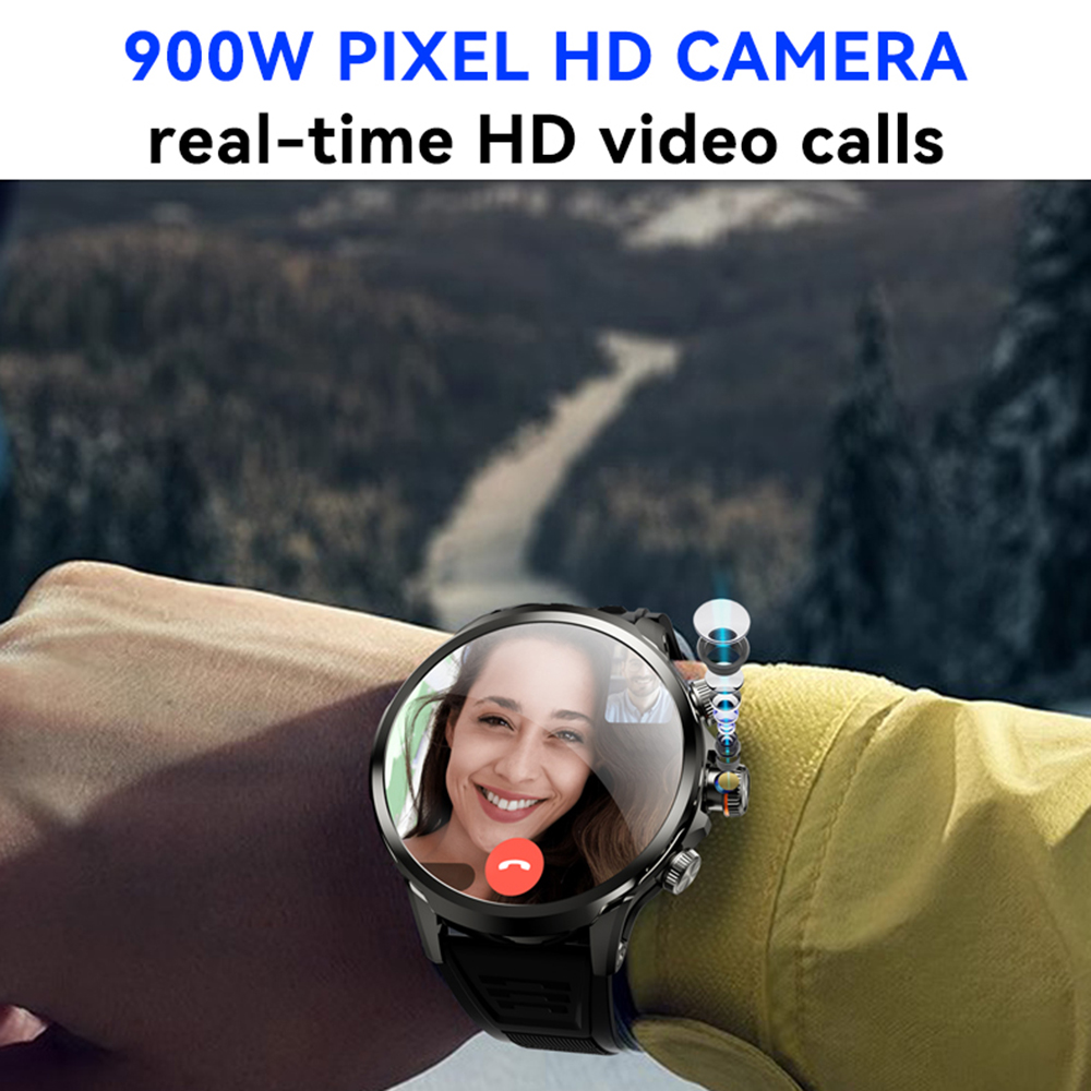 5G/4G Smart Watch 1.95 inch 680*680 AMOLED Screen 8GB+128GB RAM 900W Camera GPS WIFI Google APPS Download Android 9.0 Smartwatch