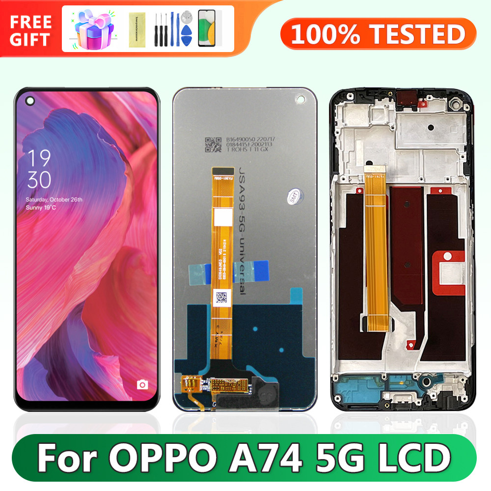 Screen for Oppo A74 5G CPH2197 CPH2263 Lcd Display Digital Touch Screen With Frame Assembly for Oppo A74 5G Screen Replacement