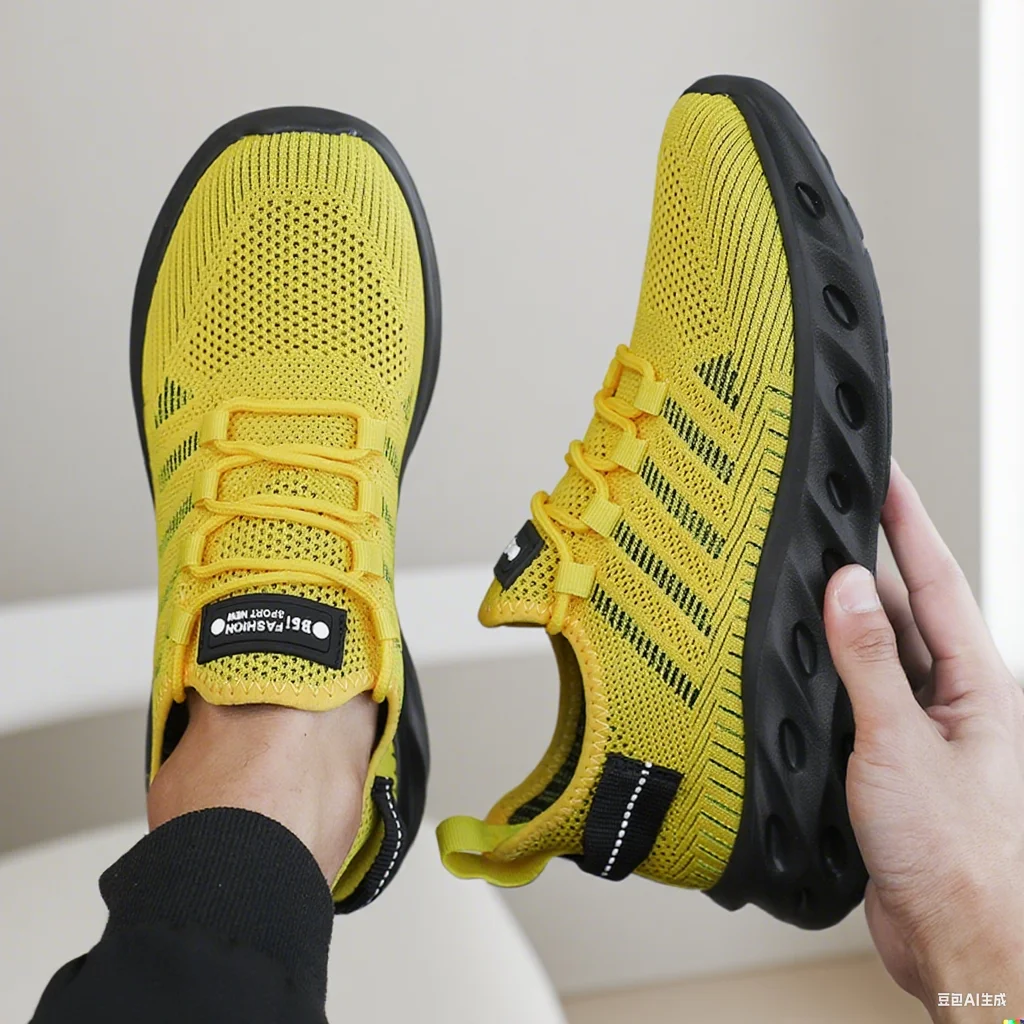 Men's Thick Soled Sports Shoes for Spring and Summer Women's Breathable and Shock-absorbing Fashionable Running Shoes Bare Foot