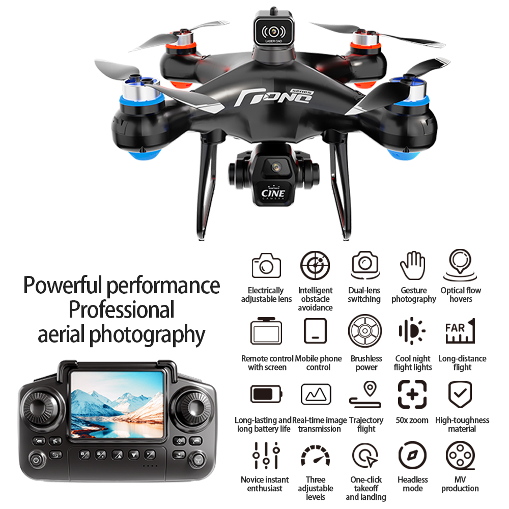 E55 Mini Drone 4K Professional HD Camera with Large Screen 2.4G WIFI FPV Dron Brushless Optical Flow Hover Folding Quadcopter