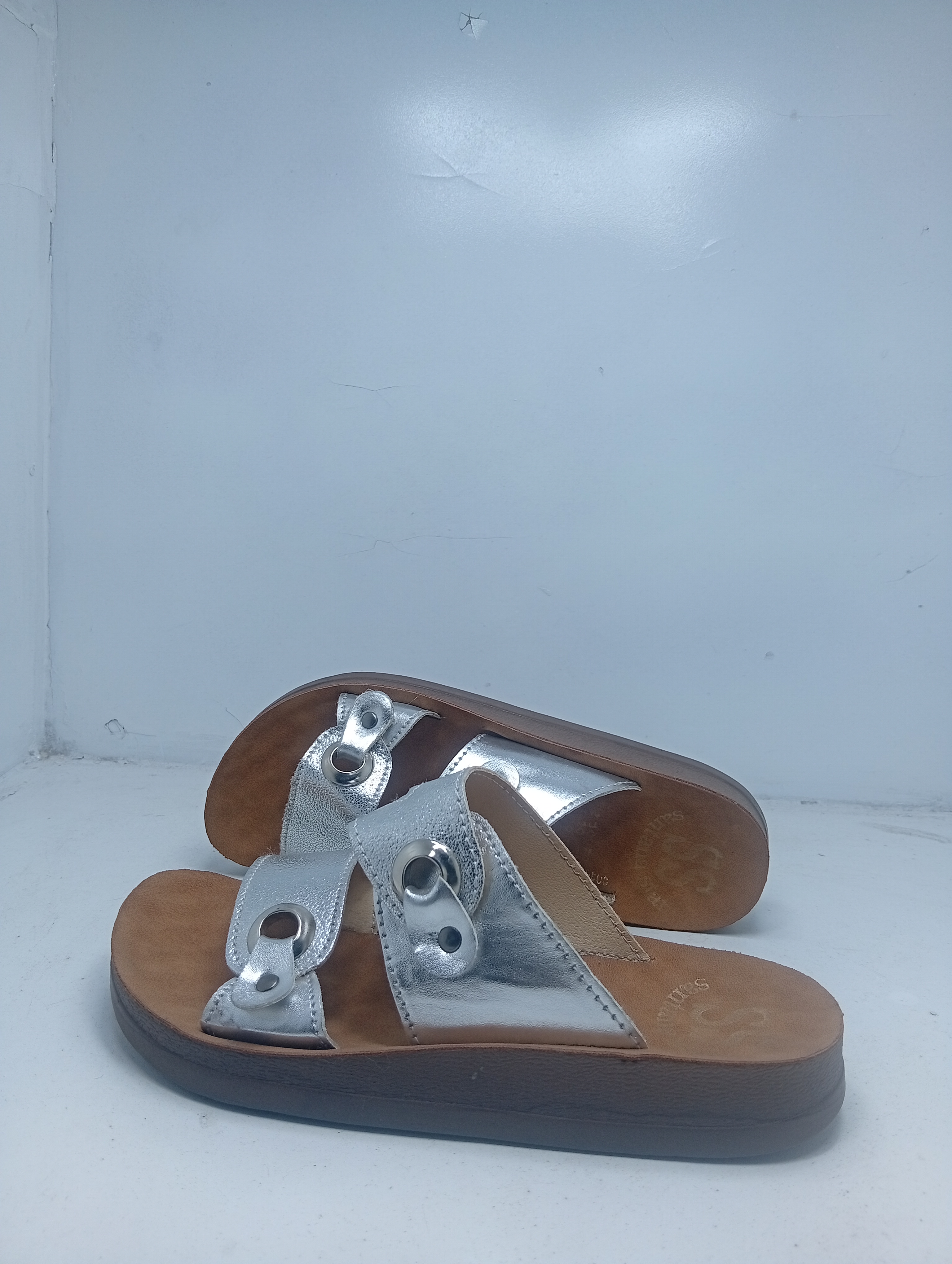 Santana Star Women's Silver Slide Sandals