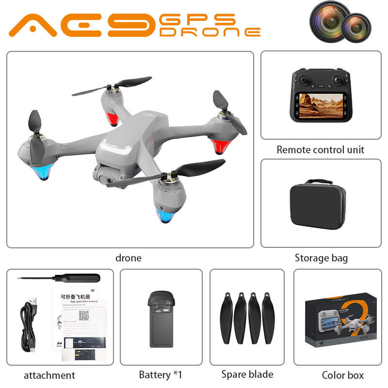 New AE9 GPS Drone 4K Professional HD Camera Aerial FPV Brushless Motor With Large Screen Remote Control Quadcopter RC Dron Toys
