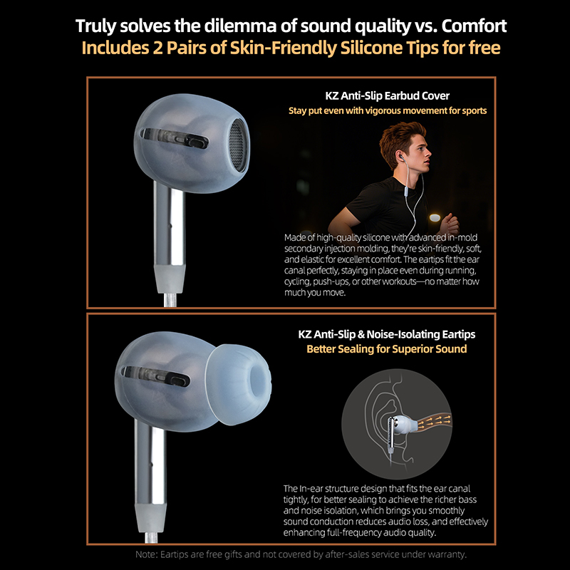 KZ Duet Quad Core Dual Dynamic Drivers In-ear Wired Headphones for HiFi Music Gaming Stereo Sound Quality Headphones