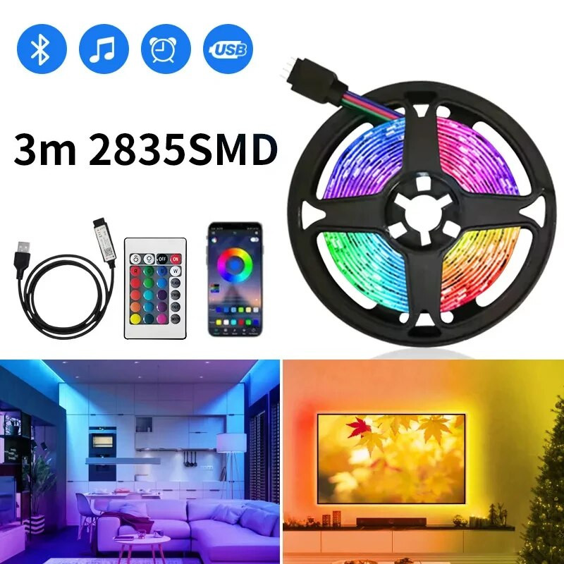 RGB Led Strip Light Smart 5V USB 2835 SMD APP Bluetooth Control Flexible Ribbon Led Lamp Tape TV Backlight Home Party Decoration