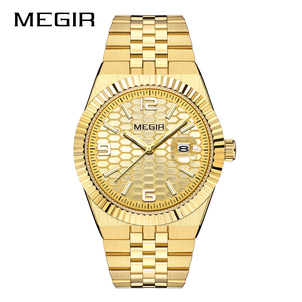 MEGIR New Men Watches Luxury Top Brand Business Waterproof Quartz Watch for Man Stainless Steel Luminous Male Date Wristwatch