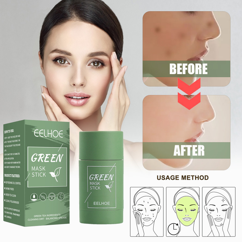 Green Tea Solid Face Mask Stick Acne Treatment Blackheads Cleaning Peel Off Oil Control Shrink Pores Purifying Beauty Skin Care