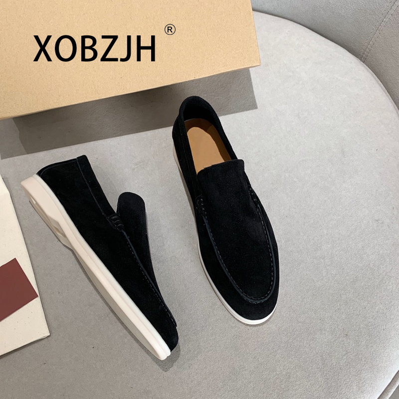No Logo-Luxury Designer Suede Leather Men's Loafers Spring and Autumn Casual Soft Sole High Quality Cashmere Trends Flat Shoes