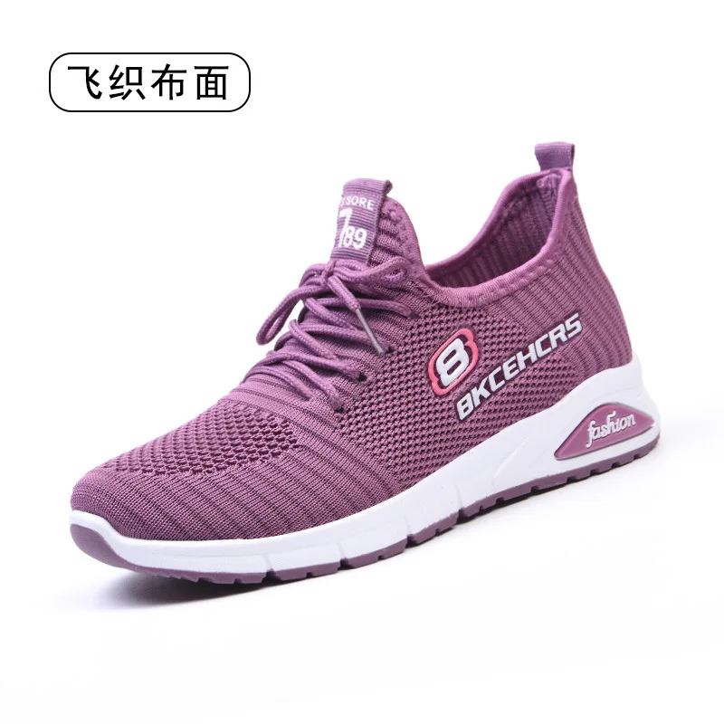 Women Casual Shoes Fashion Breathable Walking Mesh Flat Shoes Sneakers Women 2024 Gym Vulcanized Shoes Purple Female Footwear