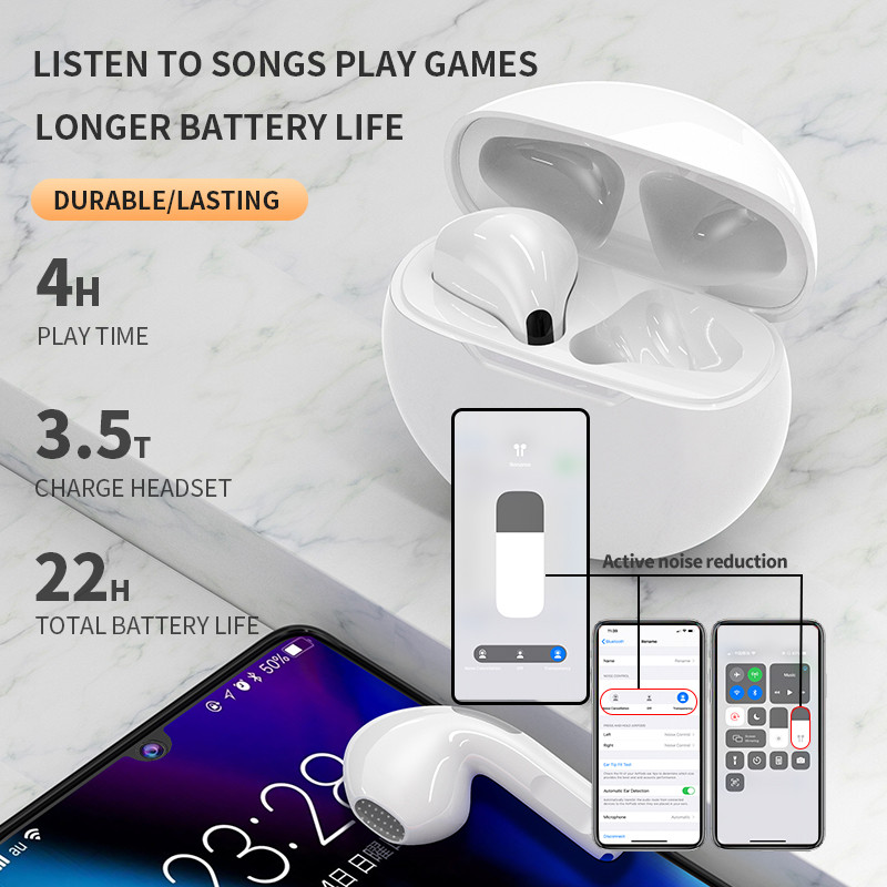 Original Pro6 tws Wireless bluetooth headset 5.0 Bluetooth Earphones Sport Earbuds Smart touch Music Headset For all smartphones