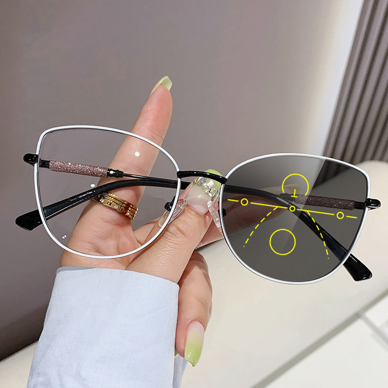 VICKI Lady Cat-Eyed Glasses Fashionable Anti-blue Light Sunglasses Customizable Prescription Photochromic Multifocal H7140