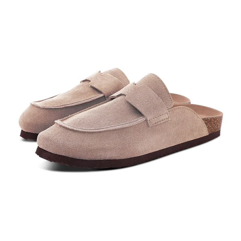 Crestar Women's Clogs Mules Cork Clogs Slippers Men Outdoor Mules Suede Clogs Shoes with Arch Support Mule Leather Clogs Sandal
