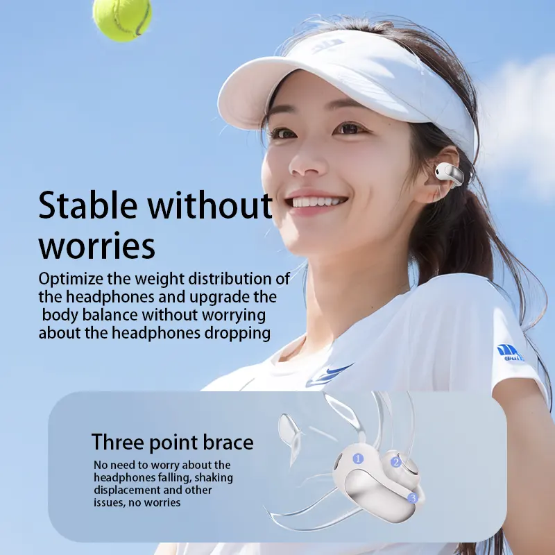 V12 Bluetooth Headset 5.3 Wireless Bone Conduction Headphones Clip Ear Music HD Call Sports Gaming Earphone Earphones HiFi Sound