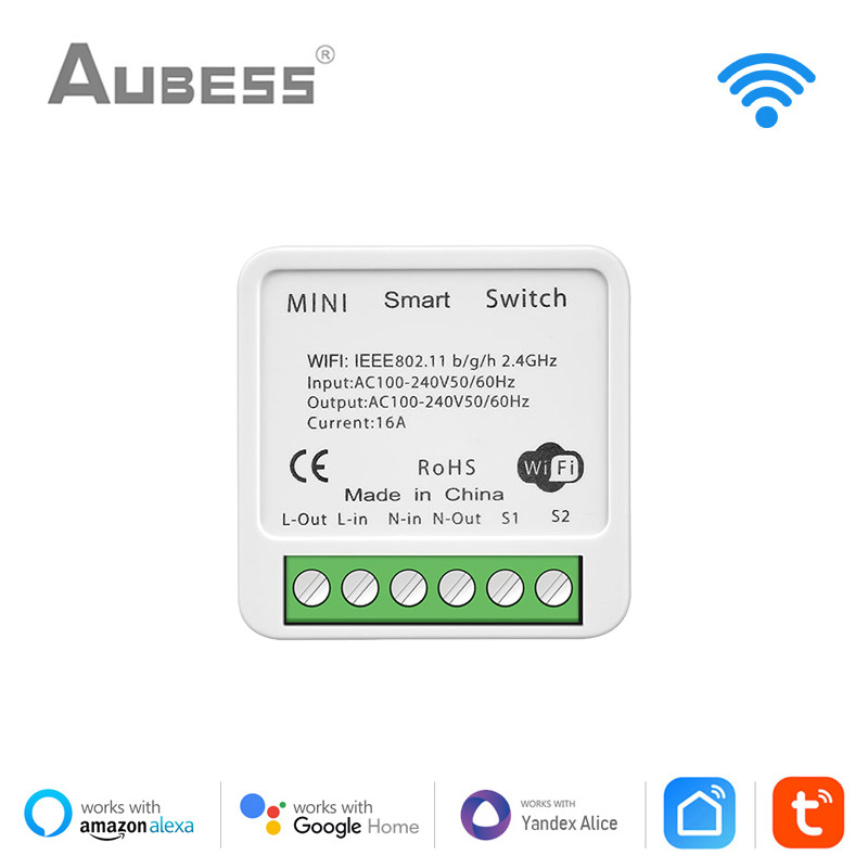 Tuya Wifi MINI Smart Switch Zigbee Wireless Switch 16A Smart Life Control Breaker Works With Alexa And Google Home Yandex Alice