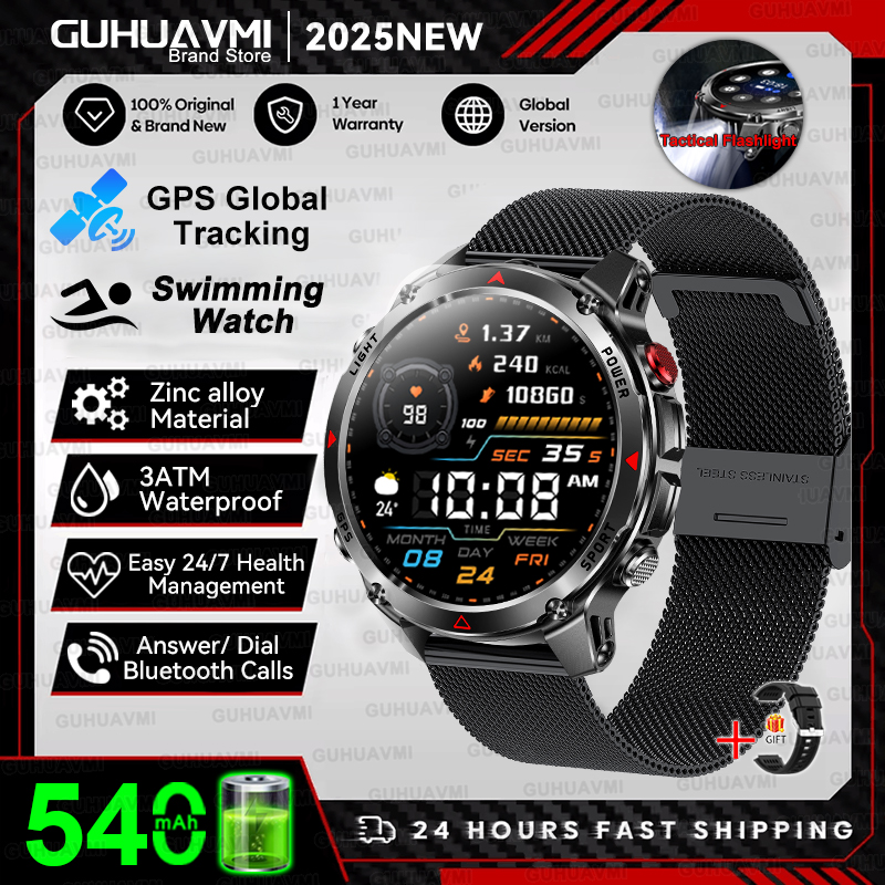 2025 New Professional GPS Sports Smart Watch Outdoor RIDE Run GPS track Swim Watchs Compass Altimeter 3ATM Sports Bracelets Men
