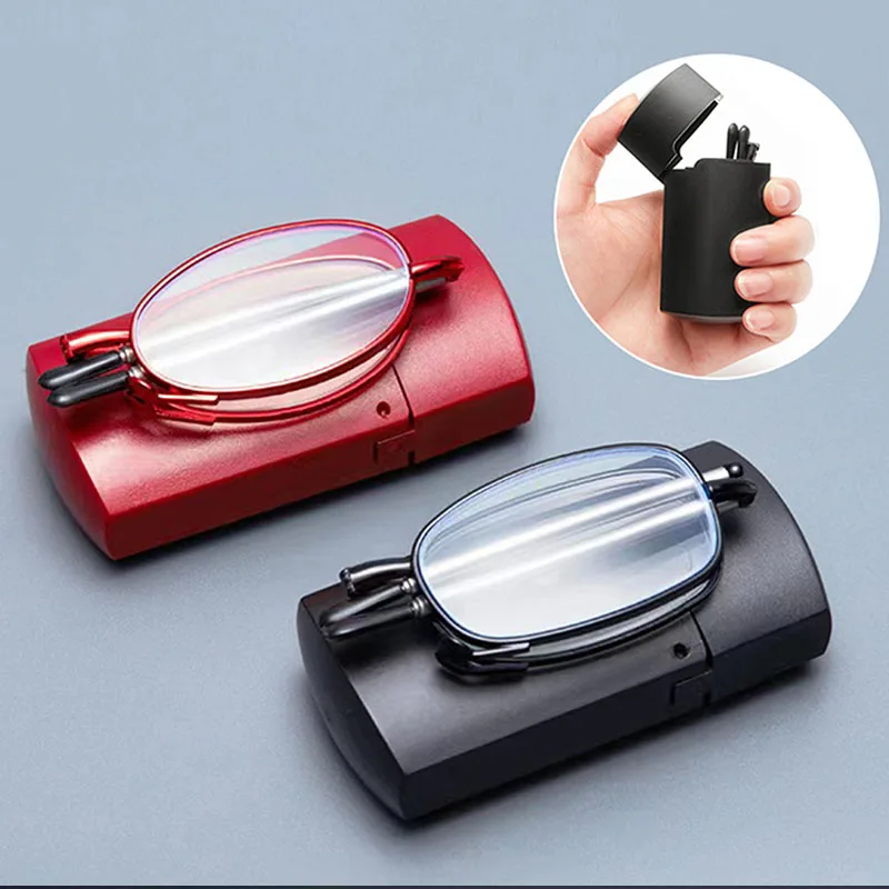 Portable Foldable Anti Blue Light Reading Glasses Men Women Oval Frame Ultralight HD Presbyopic Eyeglasses Unisex Eyewear