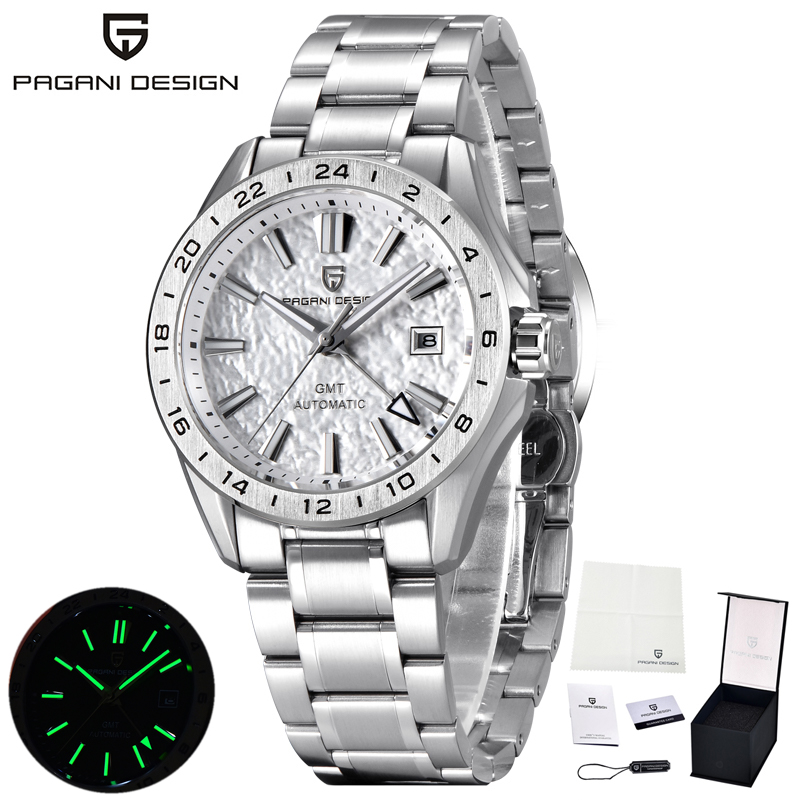 PAGANI DESIGN New Brand Luxury Mechanical Automatic Watch StainlessSteel Waterproof luminous Watch Date WaveDial watches for man