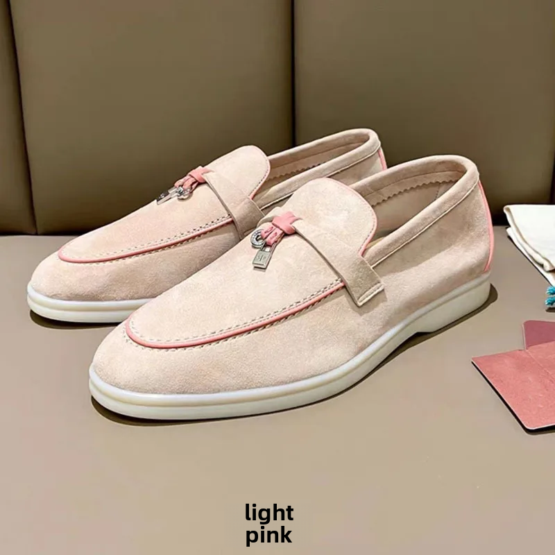 Soft Sole Piped Edge Leather Flats Women's Shoes Summer Style Sheepskin Insole Comfortable Fashionable Footwear