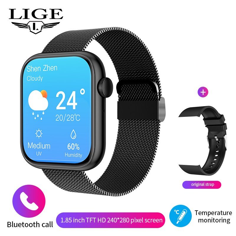LIGE Smart Watch For Women Full Touch Screen Bluetooth Call Waterproof Watches Sport Fitness Tracker Smartwatch Lady Reloj Mujer
