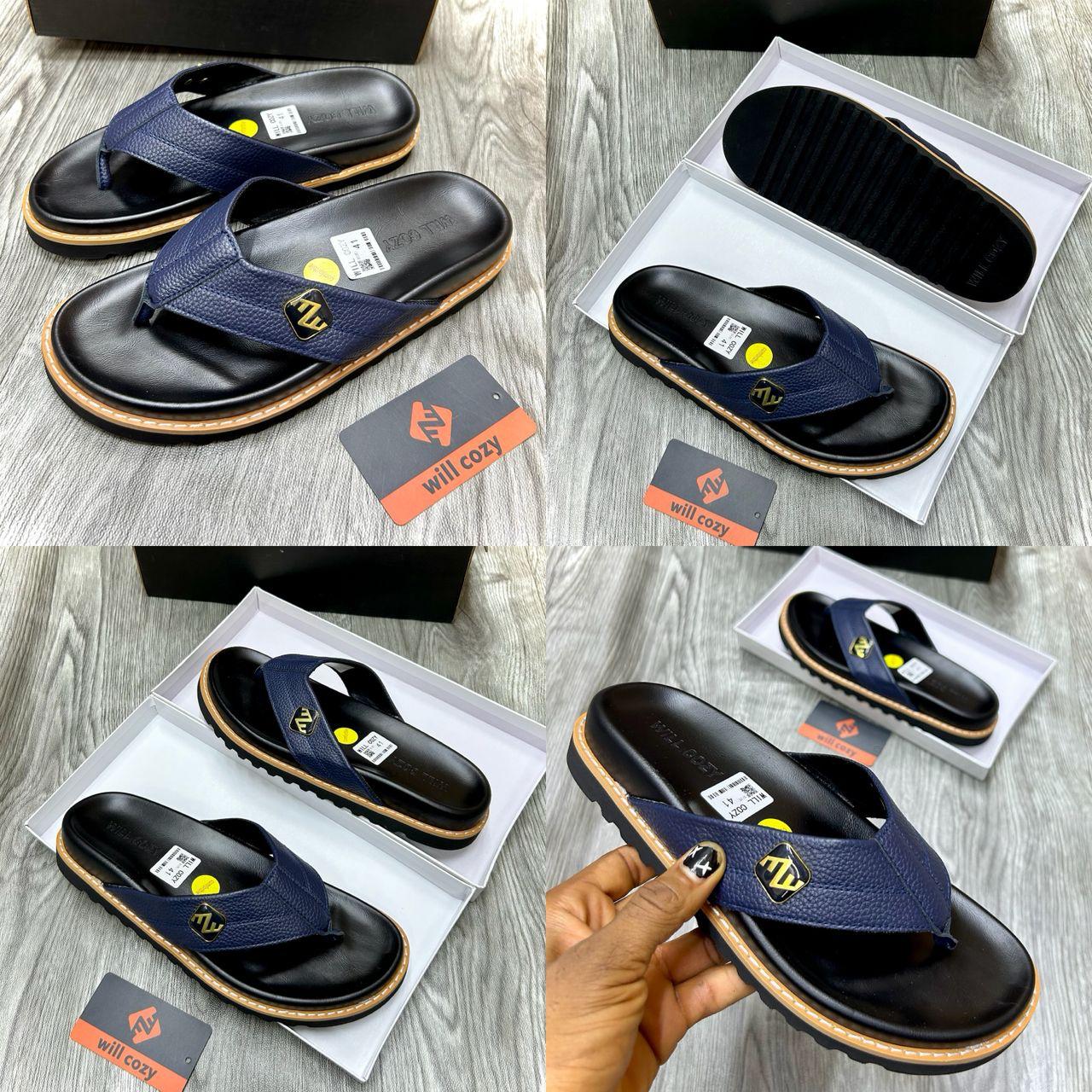 Will Cozy Men's Premium Leather Flip-Flops