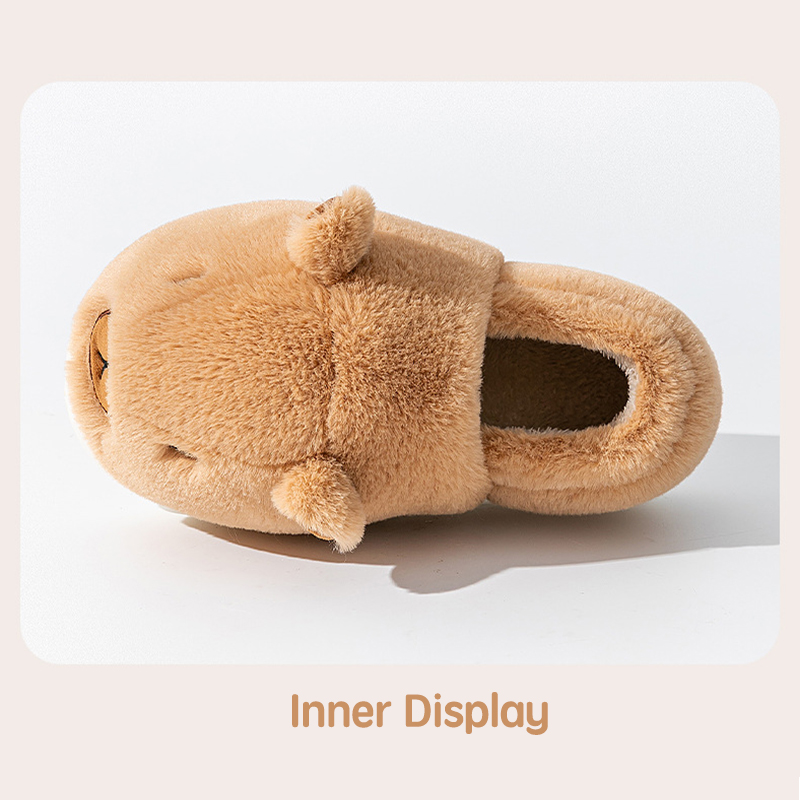 Plush Capybara Slippers Closed Toe Slippers Cute Thermal Home Slippers Comfortable Fluffy Couple Slippers Non-Slip for Men Women