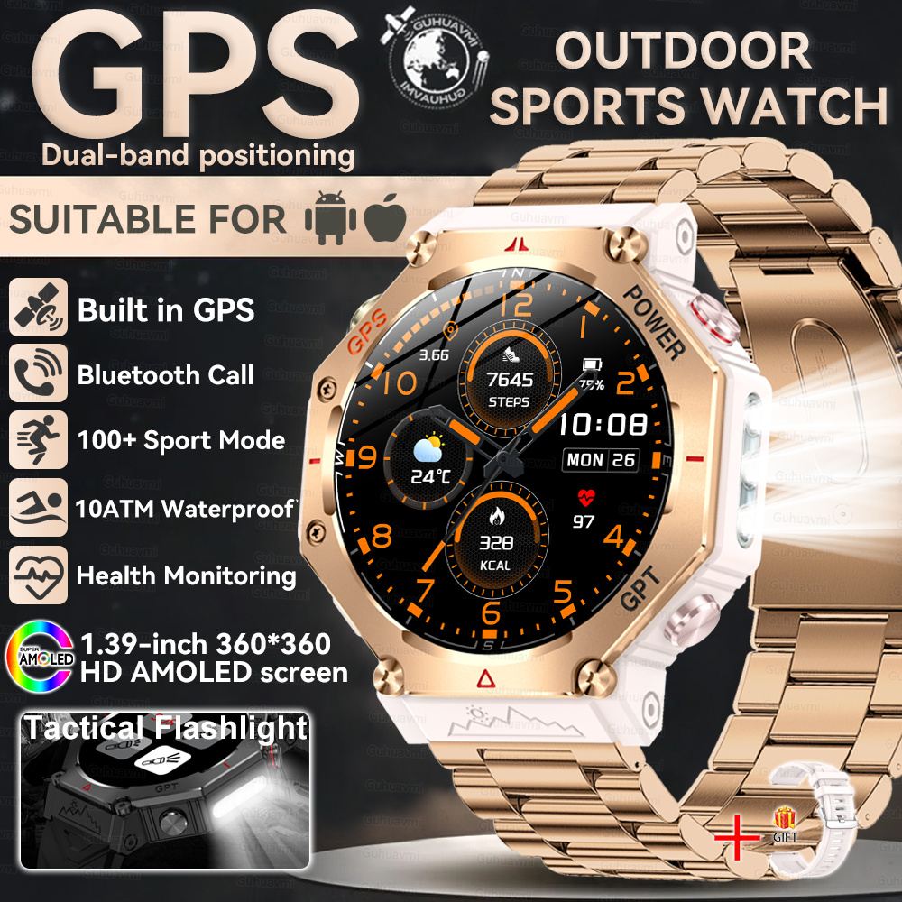 2025 NEW T-Rex 3  Outdoor Military Smart Watch 10ATM Waterproof Bulit-in GPS Compass Altimeter Barometric HD Call Smartwatch Men