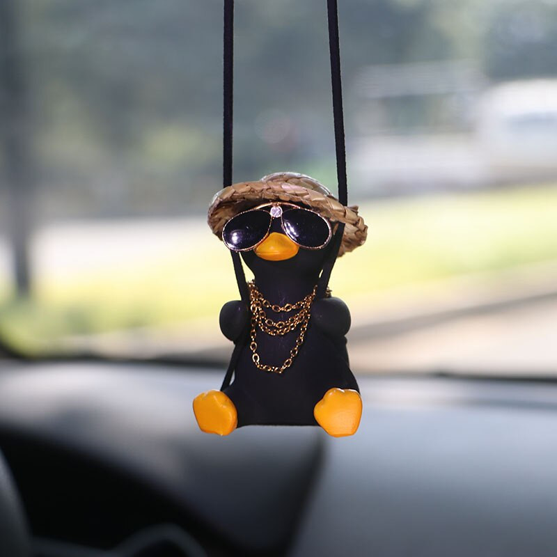 1pc Cute Car Charm Hanging Ornament Cool Swinging Duck Car Accessories for Teens