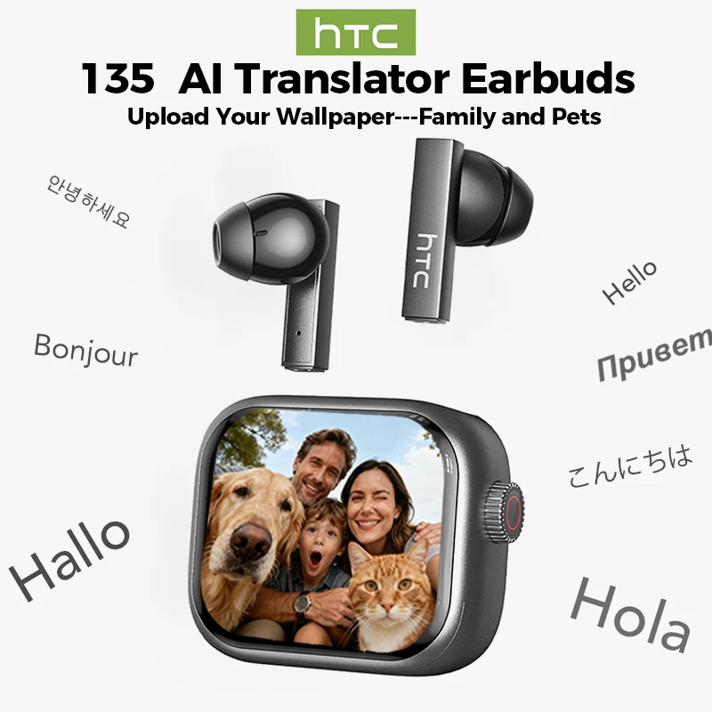 【Custom Wallpaper】HTC NE40 Earphones Bluetooth V6 TWS Sports AI Translator Earbud Noise Reduction Wireless Headphones With Mic