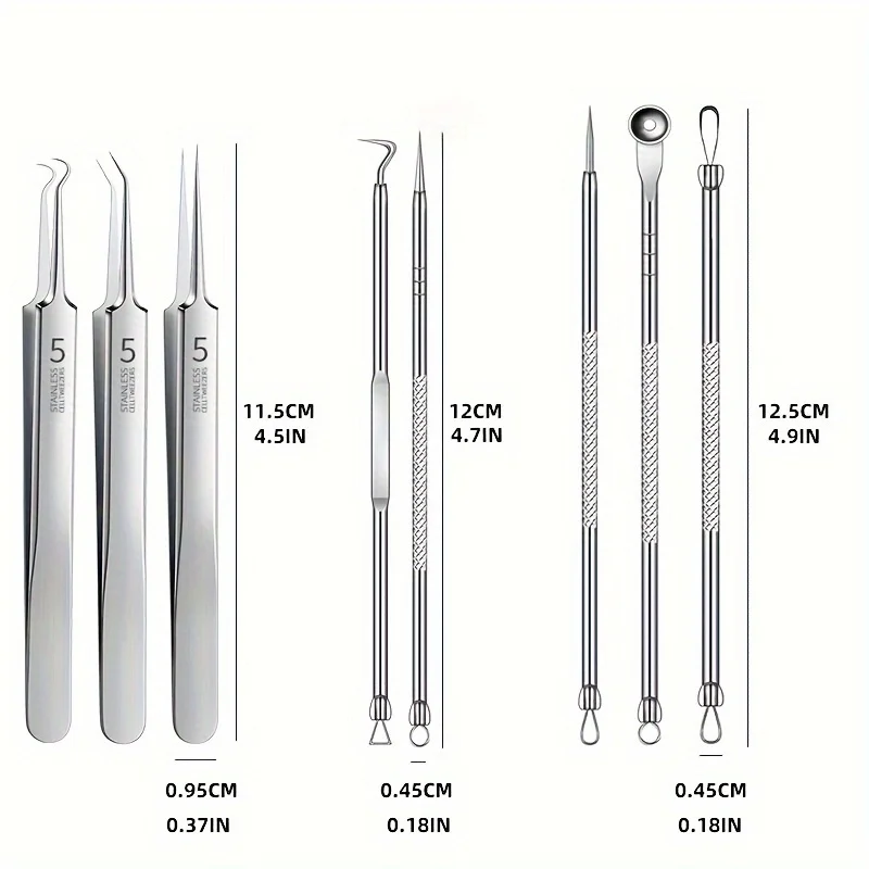 1/3/8pcs Stainless Steel Blackhead Removal Tool Set, Blackhead Clip, Tweezers, Beauty Facial Blackhead Remover, Acne Needle Tool