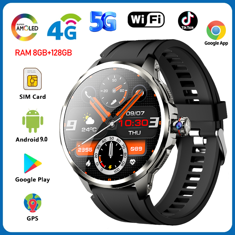 5G/4G Full Netcom 8GB+128GB RAM Smart Watch 1.95 inch 720*720 AMOLED 2100mah Battery 900W Camera GPS WIFI Google APPS Smartwatch