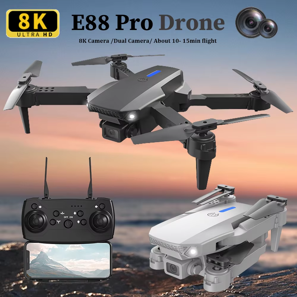 KBDFA 2025 E88 Professional Wide Angle RC Dron HD 4K Camera Mode Foldable Helicopter Aircraft Quadcopter Drone Kid Gift Toys