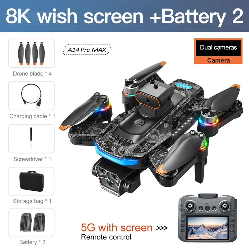 Xiaomi A14Pro max GPS Drone 4K Professional Dual Camera Dron Brushless Motor WIFI FPV Foldable RC Quadcopter Helicopter Toys