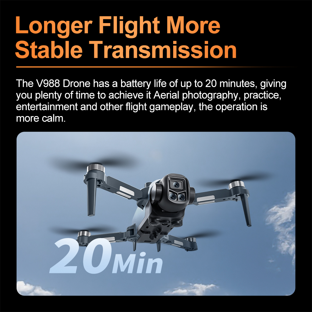 For Xiaomi New V988 Drone Professional 8K HD Camera Large screen 5G WIFI FPV Brushless Obstacle Avoidance GPS Quadcopter RC Dron