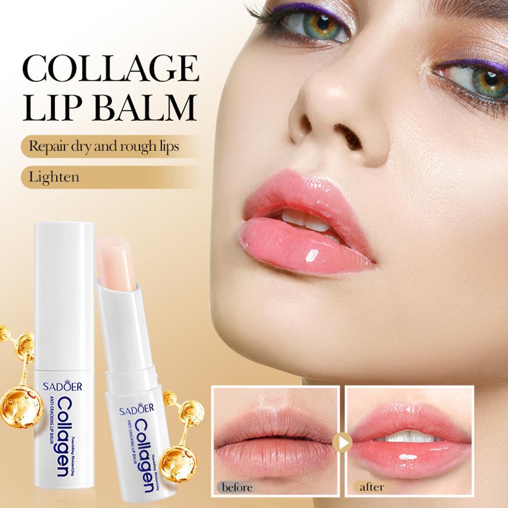 SADOER Collagen Lip Balm Moisturizing Anti Cracking Brightening Repair Nourishing Hydrating Lipstick Lips Skin Care Products
