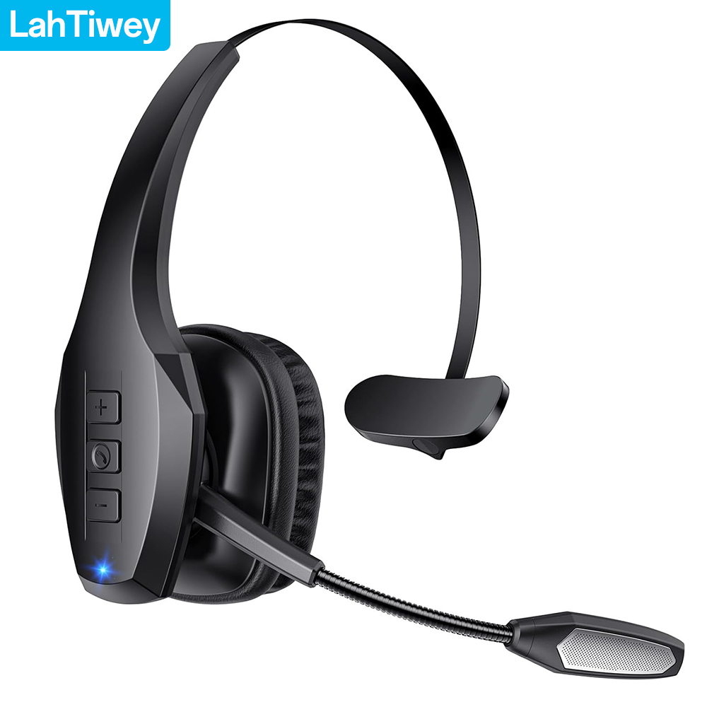 Trucker Bluetooth Headset, Wireless Headset with Mic, Bluetooth Headsets with Dual Noise Cancelling Microphone & Mute Button