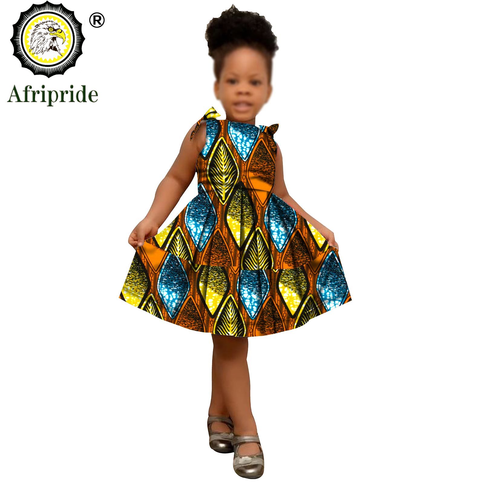 2025 African Children Clothing Kids Dashiki Ankara Print Dresses Sleeveless Lovely Mini Dress for Girl AFRIPRIDE S1940005