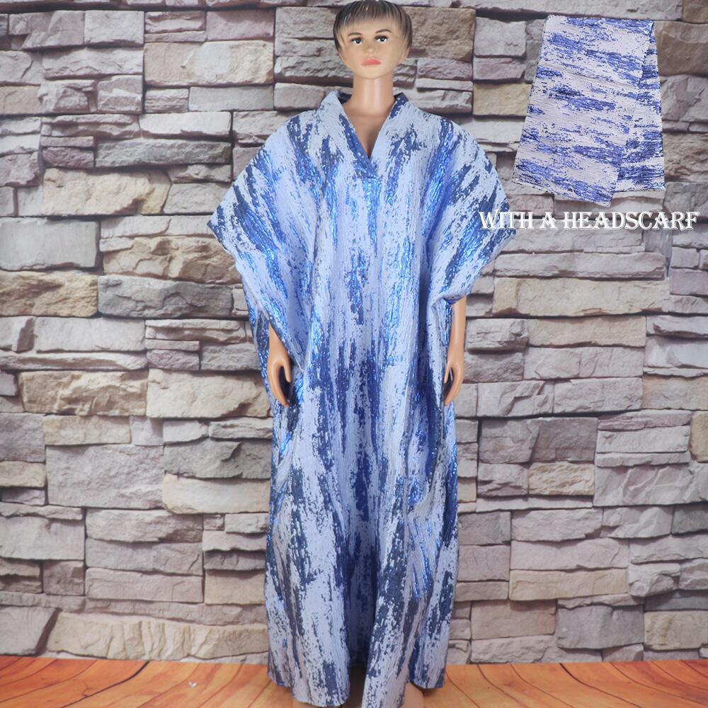 Fashion african dresses for woman BOUBOU custom bronzed jacquard fabric V-neck bat sleeve Dresses for chubby women