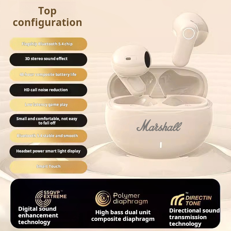 Marshall M21 Bluetooth Headset HiFI Stereo Game Earphone Wireless Sport Earbuds Bluetooth Headphones With Microphone