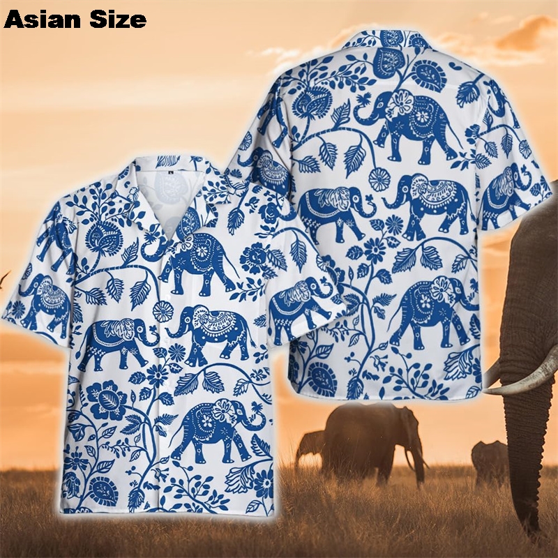Men's Shirts Thai Elephant Casual 3D Printed Hawaii Shirt Man 2025 Summer Fashion Shirt For Man Daily Short Sleeves Men Clothing