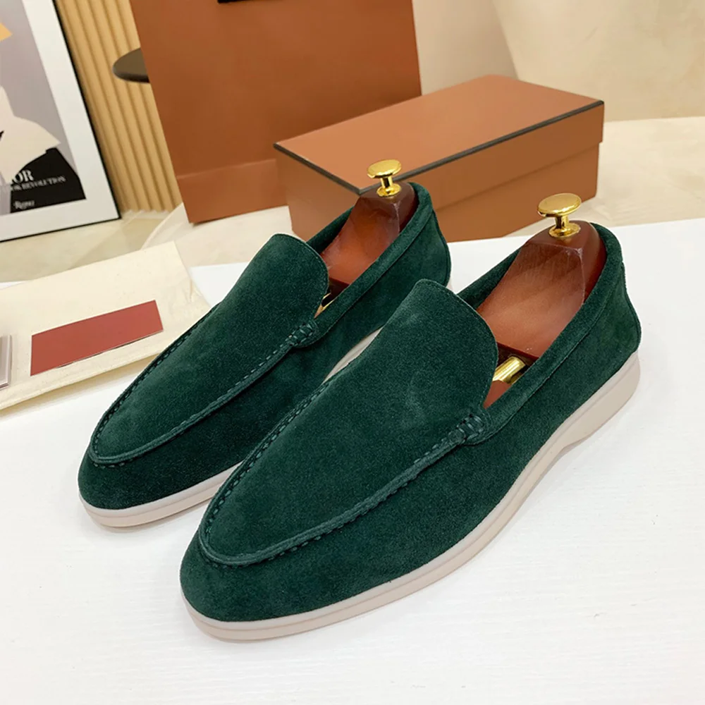 No Logo-Luxury Designer Suede Leather Men's Loafers Spring and Autumn Casual Soft Sole High Quality Cashmere Trends Flat Shoes