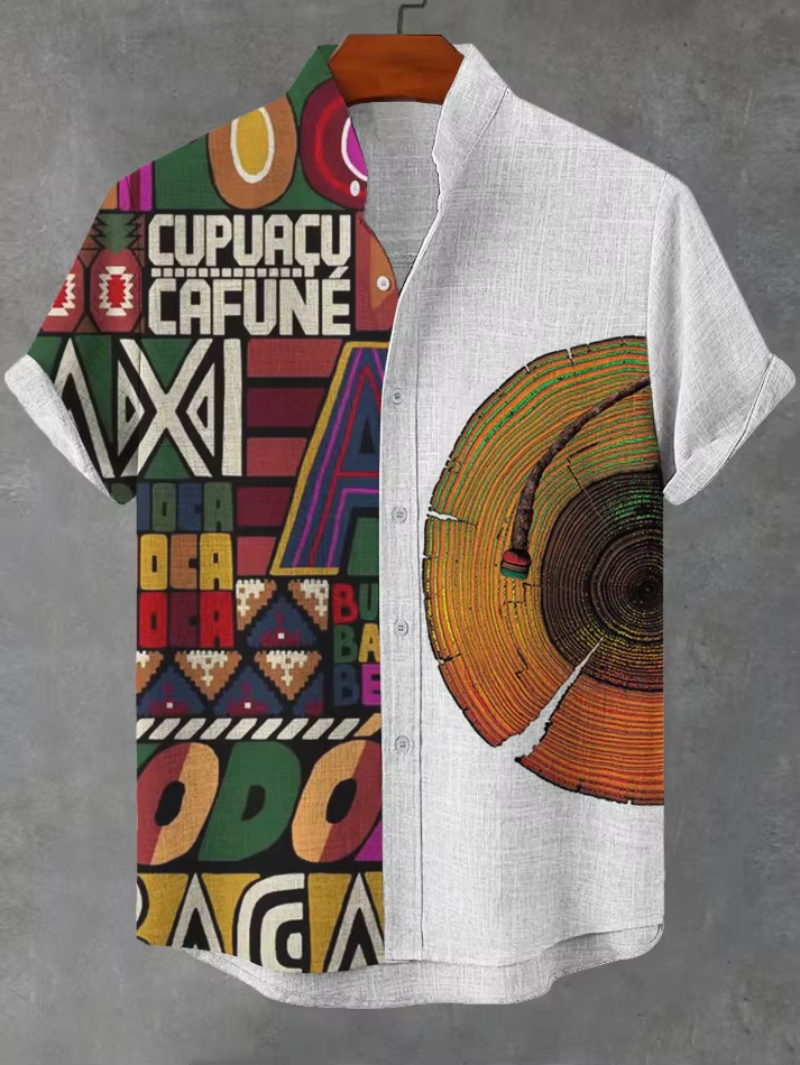 Vintage African Style Men's Shirts Ethnic Tribal Short Sleeve Shirts Tops Fashion Casual Vacation Button Down Blouse 2025 New