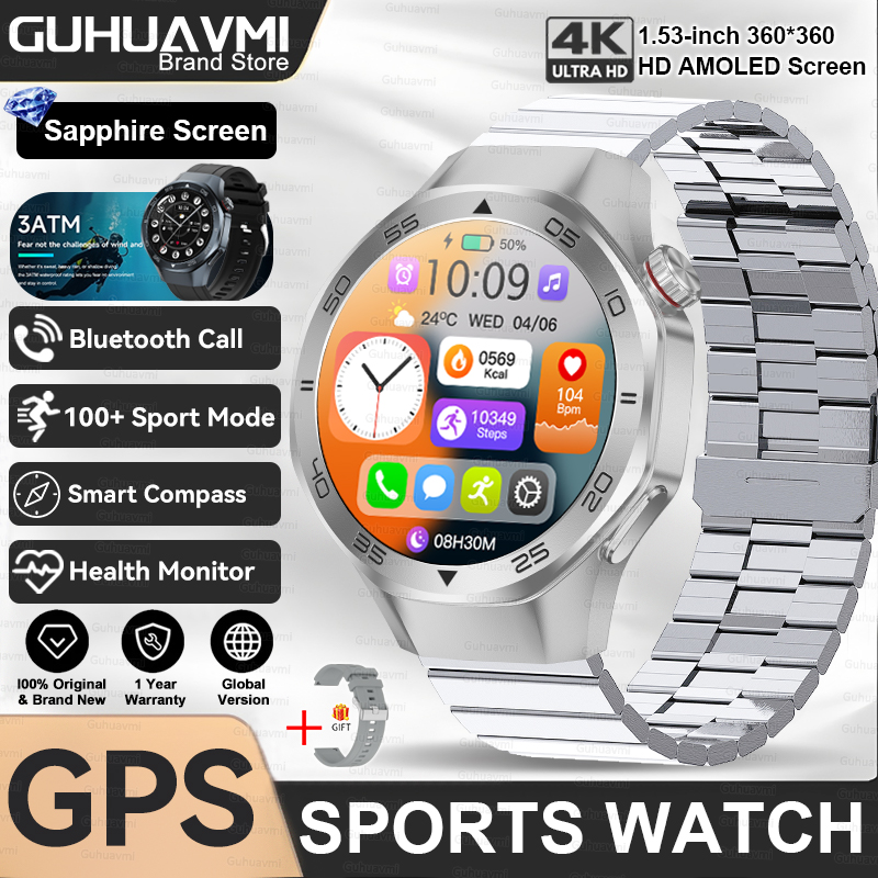 2025 New Watch 5 Pro High-end GPS Smartwatches Sapphire Glass Screen Build-in GPS Compass Men 3ATM Waterproof Sports Smart Watch