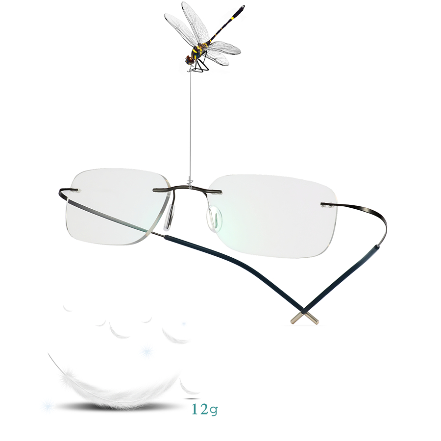 Titanium Rimless Glasses Men's Women Photochromic Gray Myopia Lens Outdoor Presbyopia Optics Eyewear -125 -150 -200 Sun Glasses