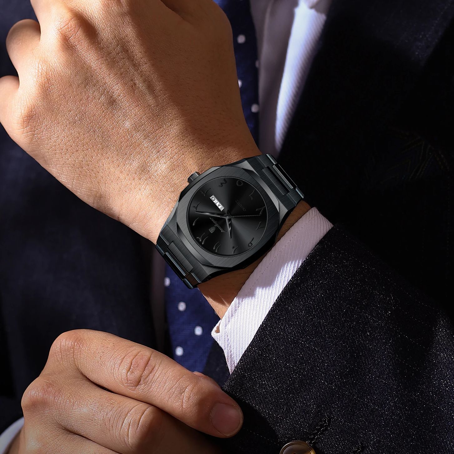 POEDAGAR Military Watch For Men Waterproof Luxury Week Calendar Man Wristwatch Quartz Stainless Steel Fashion Men's Watches Male