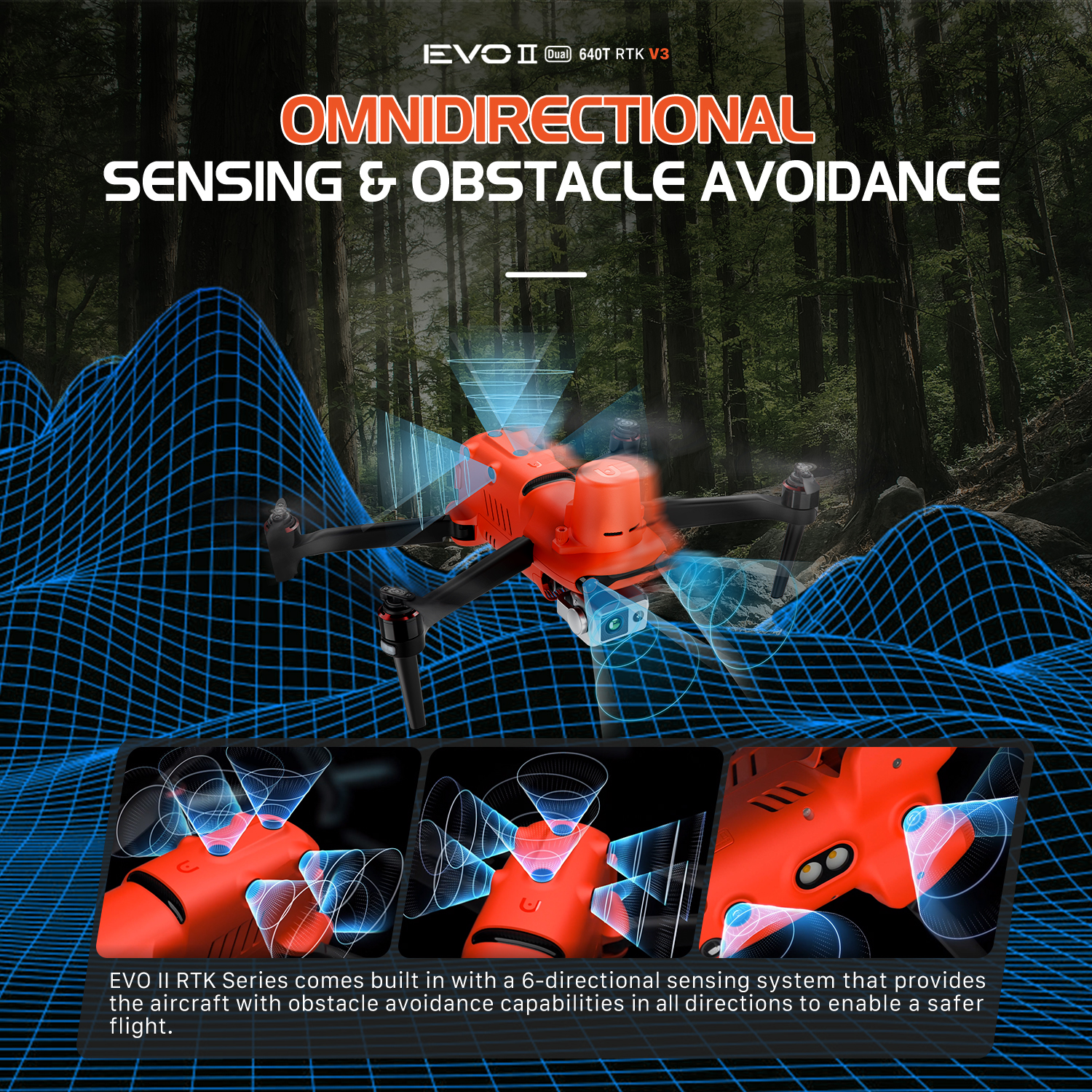 Autel Robotics EVO II Dual 640T RTK V3 Thermal Drone 6K Professional Camera Drone Centimeter-Level Positioning 38Min Flight Time