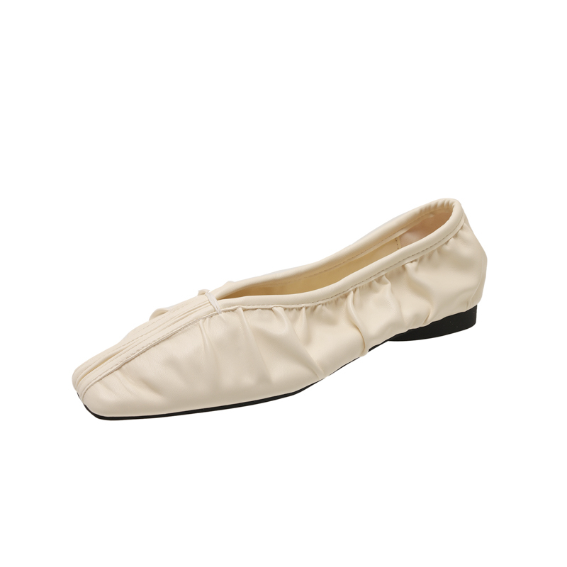 Women's Ballet Flats 2025 New Comfortable Pleated Loafers for Women Large Size Shallow Mouth Soft Sole Female Shoes