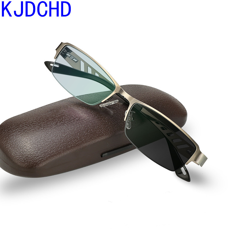 New men's titanium alloy glasses frame fashion woman ultra-light transition sunlight photochromic myopia prescription glasses