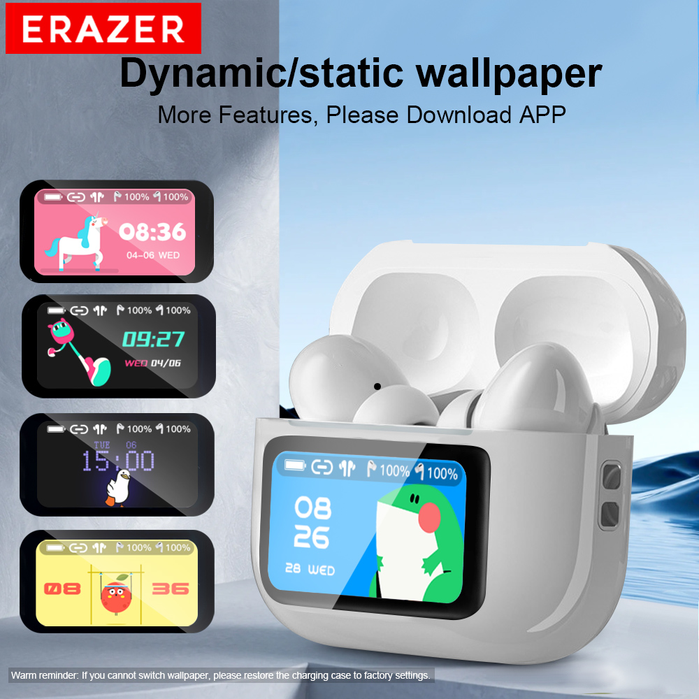ERAZER Original Wireless Bluetooth Earphones HiFi Headphones HD Stereo Waterproof Earbuds Touch Screen With ANC Noise Reduction